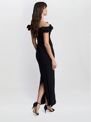 Gina Bacconi Sabrina Jersey Ruffle Neck Black Maxi Dress - Imagen 2 de 7
