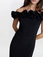 Gina Bacconi Sabrina Jersey Ruffle Neck Black Maxi Dress - Imagen 4 de 7