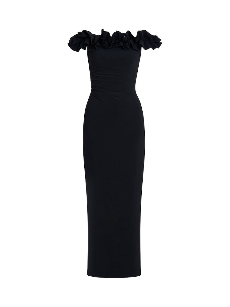 Gina Bacconi Sabrina Jersey Ruffle Neck Black Maxi Dress - Imagen 7 de 7 Gina Bacconi Sabrina Jersey Ruffle Neck Black Maxi Dress - Imagen 7 de 7