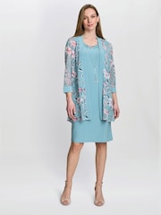Gina Bacconi Blue Callie Printed Dress and Jacket With Detachable Necklace - Image 4 of 7