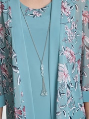 Gina Bacconi Blue Callie Printed Dress and Jacket With Detachable Necklace - Image 6 of 7