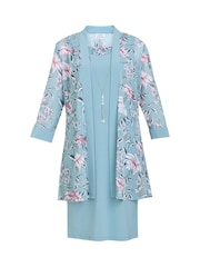 Gina Bacconi Blue Callie Printed Dress and Jacket With Detachable Necklace - Image 7 of 7