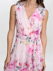 Gina Bacconi Pink Evelynn Floral Print Wrap Effect Hi-low Dress - Image 4 of 7