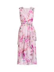 Gina Bacconi Pink Evelynn Floral Print Wrap Effect Hi-low Dress - Image 7 of 7