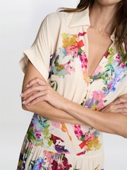 Gina Bacconi Orange Sarah Floral Print Shirt Dress - Image 4 of 5