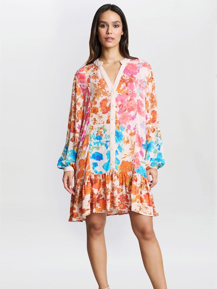 Gina Bacconi Millie Short Floral Print Shirt Dress - Imagen 1 de 5 Gina Bacconi Millie Short Floral Print Shirt Dress - Imagen 1 de 5