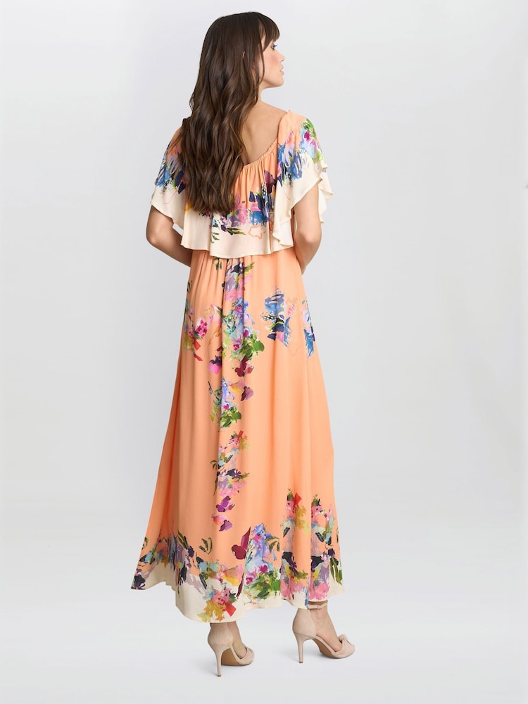 Gina Bacconi Orange Samantha Off The Shoulder Frill Dress - Imagen 2 de 4 Gina Bacconi Orange Samantha Off The Shoulder Frill Dress - Imagen 2 de 4