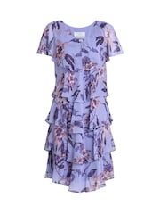 Gina Bacconi Blue Mollie Chiffon Dress with Beaded Edge - Image 6 of 6