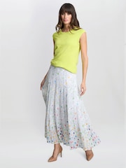 Gina Bacconi Holly Pleated Maxi White Skirt - Image 1 of 5