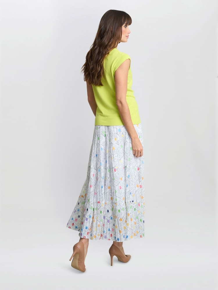 Gina Bacconi Holly Pleated Maxi White Skirt - Image 2 of 5