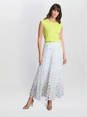 Gina Bacconi Holly Pleated Maxi White Skirt - Image 3 of 5