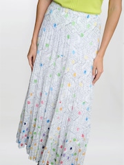 Gina Bacconi Holly Pleated Maxi White Skirt - Image 4 of 5