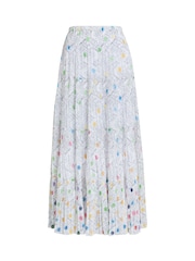Gina Bacconi Holly Pleated Maxi White Skirt - Image 5 of 5