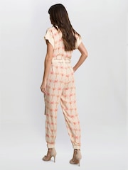 Gina Bacconi Pink Natalia Palm Tree Print Jumpsuit - Image 2 of 5
