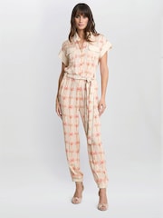 Gina Bacconi Pink Natalia Palm Tree Print Jumpsuit - Image 3 of 5