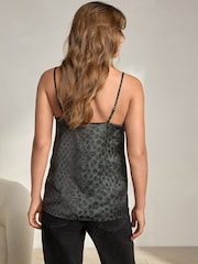 Forest Green Animal Lace Trim Cami Top - Image 2 of 7