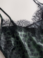 Forest Green Animal Lace Trim Cami Top - Image 7 of 7