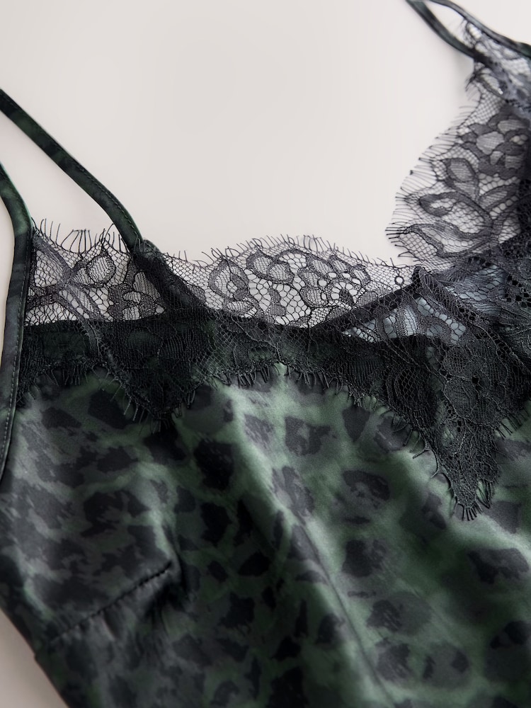 Forest Green Animal Lace Trim Cami Top - Image 7 of 7