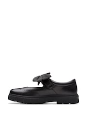 Clarks Black Wide Fit (G) Younger Girls Lorcam Bow Leather Shoes - Image 2 of 6
