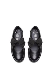 Clarks Black Wide Fit (G) Younger Girls Lorcam Bow Leather Shoes - Image 4 of 6