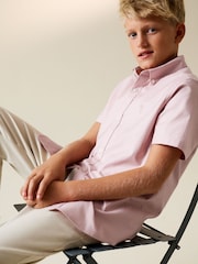 rožnata - kratek rokav; s kratkimi rokavi Cotton Rich Oxford Shirt (3-16yrs) - Slika 3 iz 7
