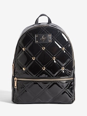 Black Patent Quilted School Backpack - Image 1 of 6