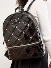 Black Patent Quilted School Backpack - Image 2 of 6