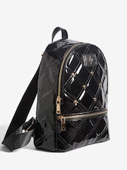 Black Patent Quilted School Backpack - Image 3 of 6