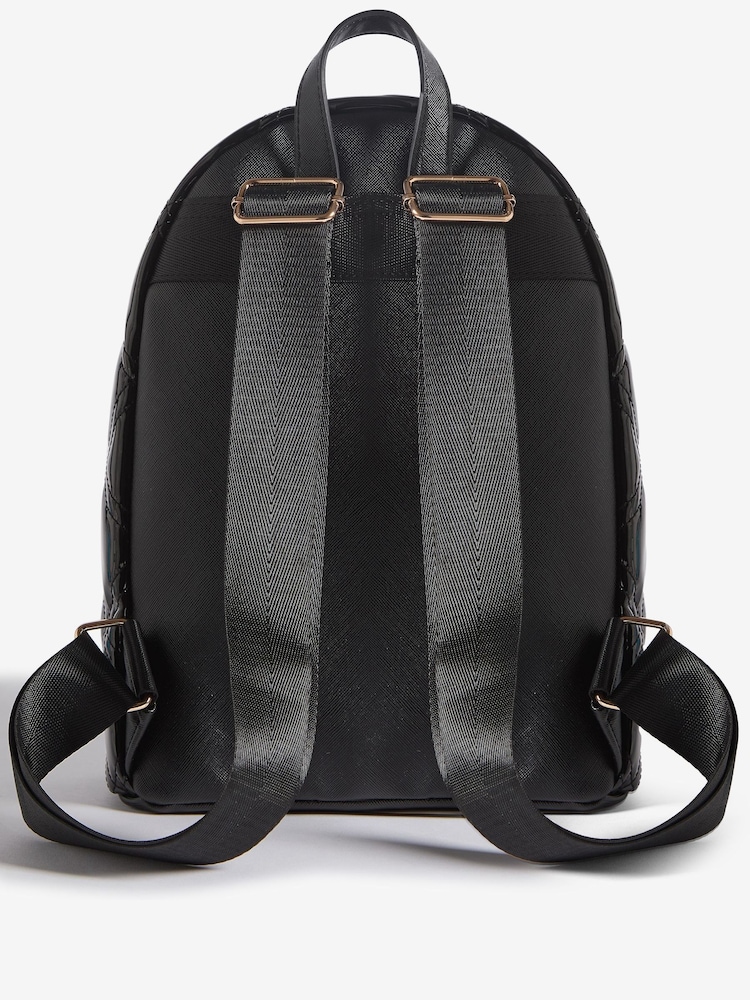 Black Patent Quilted School Backpack - Image 6 of 6