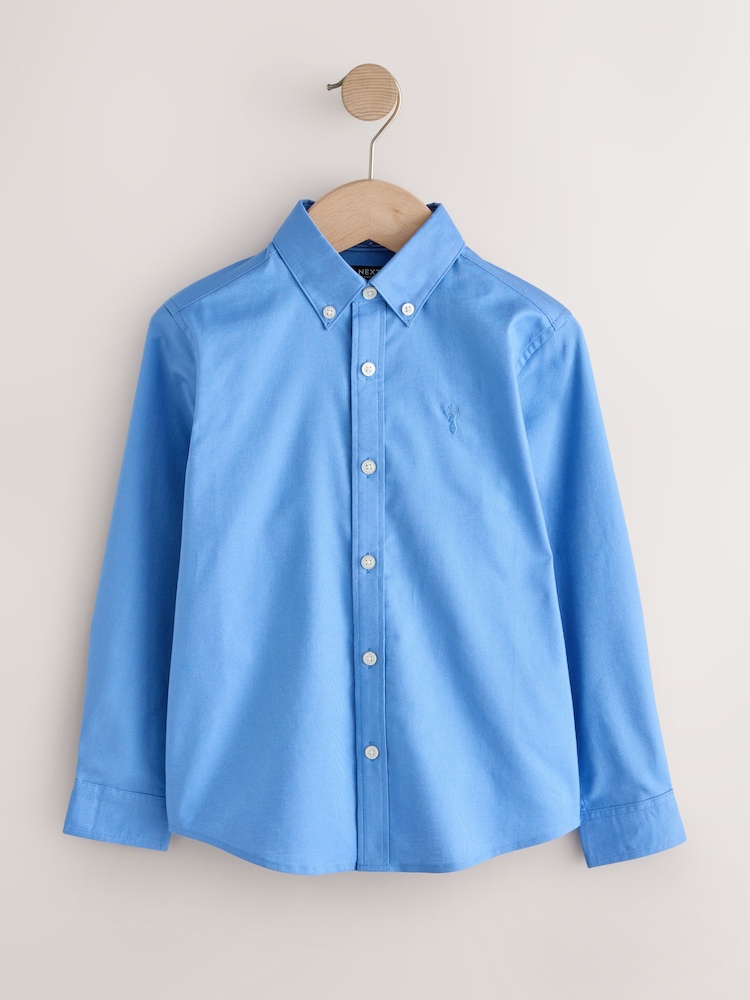 Mid Blue Single Oxford Shirt (3-16yrs) - Image 1 of 4 Mid Blue Single Oxford Shirt (3-16yrs) - Image 1 of 4