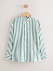 Grün/Ecru Streifen - Langärmliges Hemd mit Grandad-Kragen aus einer Leinenmischung (3 – 16 Jahre) - Bild 4 von 7