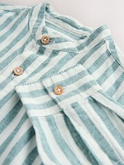 Grün/Ecru Streifen - Langärmliges Hemd mit Grandad-Kragen aus einer Leinenmischung (3 – 16 Jahre) - Bild 6 von 7