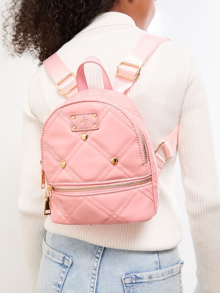 Lipsy Pink Patent Quilted Mini School Backpack - Image 2 of 6 Lipsy Pink Patent Quilted Mini School Backpack - Image 2 of 6