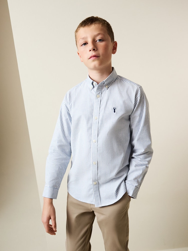 Blue Stripe Single Oxford Shirt (3-16yrs) - Image 1 of 8 Blue Stripe Single Oxford Shirt (3-16yrs) - Image 1 of 8
