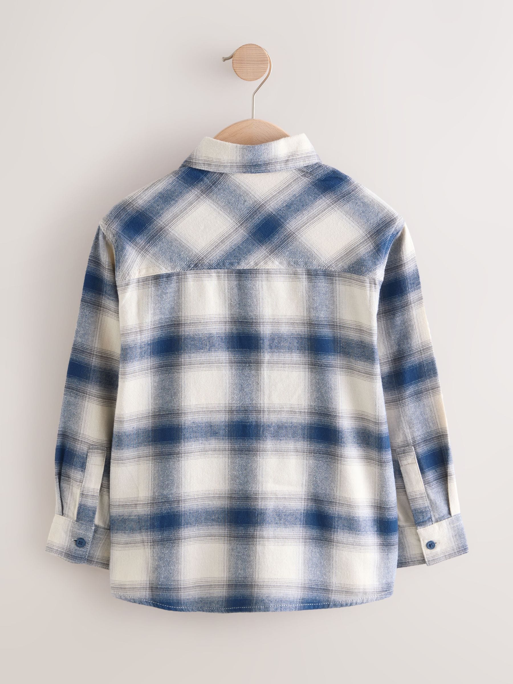Buy Blue/Ecru Long Sleeve Cotton Check Shirt (3-16yrs) from the