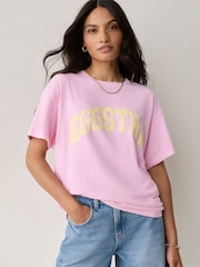 Baby Pink Easter Eggstra Graphic Short Sleeve Crew Neck Slogan 100% Cotton T-Shirt - Image 1 of 4