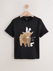 Black Novelty Easter Bunny Hamish Graphic Short Sleeve Crew Neck 100% Cotton T-Shirt - Image 5 of 7