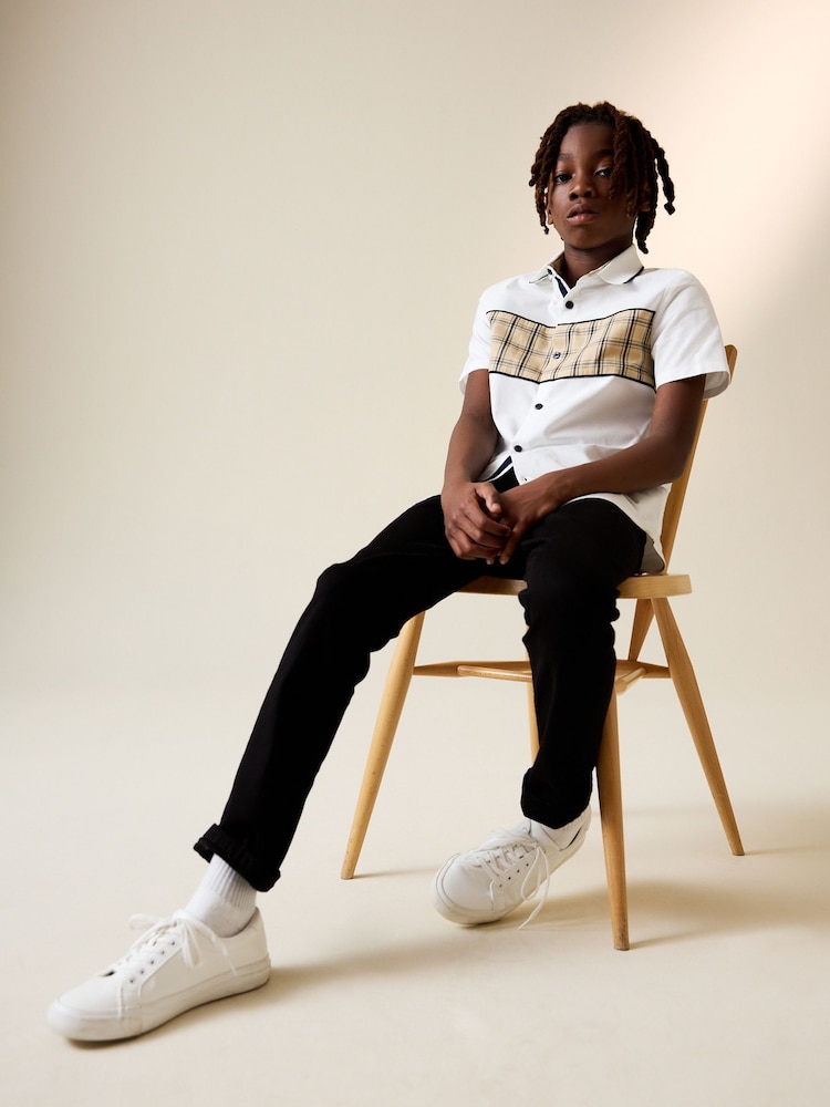 White Check Splice Short Sleeve Smart Shirt (3-16yrs) - Image 3 of 3 White Check Splice Short Sleeve Smart Shirt (3-16yrs) - Image 3 of 3