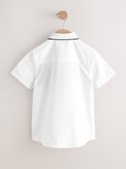 ホワイト / チェック スプライス - 半袖 スマートシャツ（3 ～ 16 歳） - 画像 5 / 7