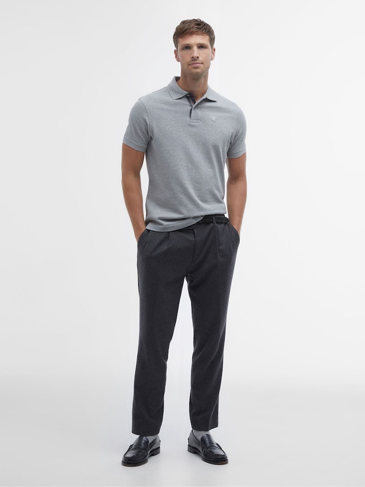 Barbour® Grey Marl Classic Polo Shirt - Image 2 of 5 Barbour® Grey Marl Classic Polo Shirt - Image 2 of 5