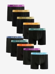 Black Waistband A-Front 100% Cotton Boxers 10 Pack - Image 1 of 13