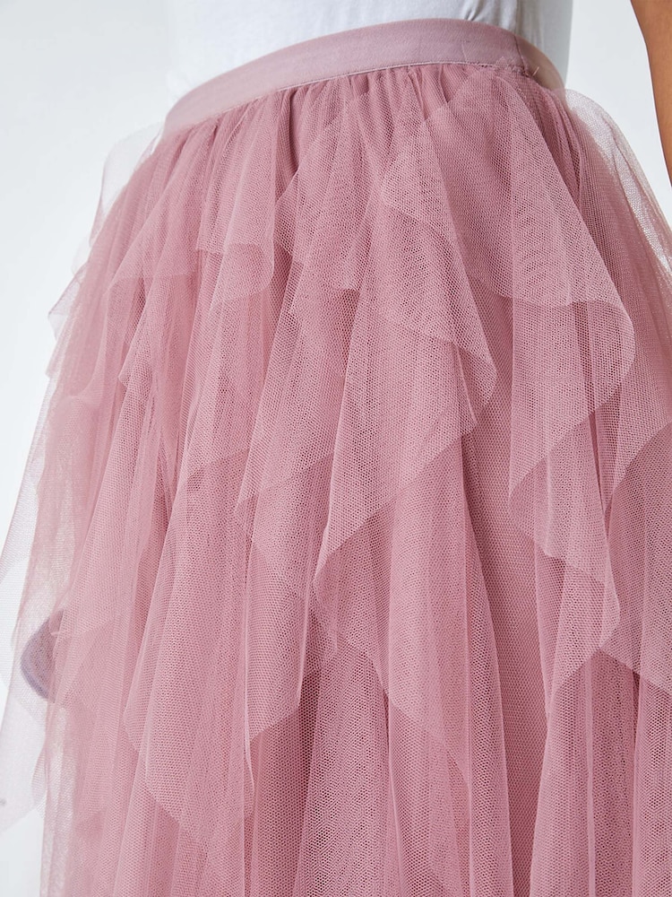 Roman Pink Elasticated Mesh Layered Skirt - Image 3 of 5