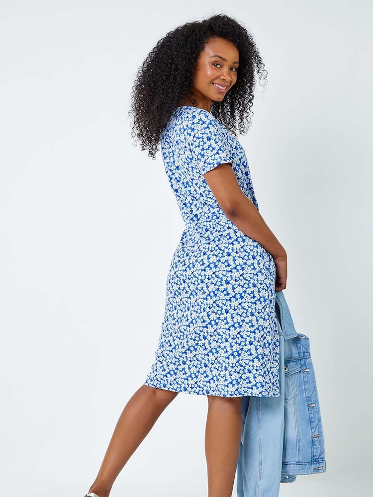 Roman Ditsy Floral Print Pocket Stretch Dress - Image 5 of 5