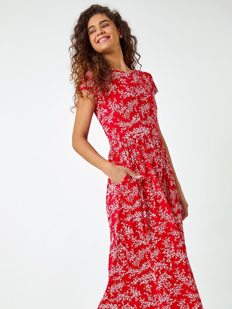 open lace back dress Day to Night Red Ditsy Floral Mini Dress main image 1