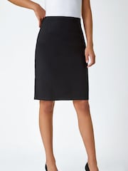 Roman Black Pull On Stretch Elastic Waist Pencil Skirt - Image 1 of 5