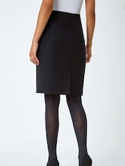 Roman Black Pull On Stretch Elastic Waist Pencil Skirt - Image 4 of 5