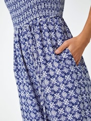 Roman Blue Border Print Culotte Jumpsuit - Image 5 of 5
