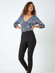 Roman Black Bengaline Stretch Trousers - Image 1 of 5