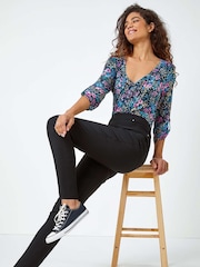 Roman Black Bengaline Stretch Trousers - Image 2 of 5
