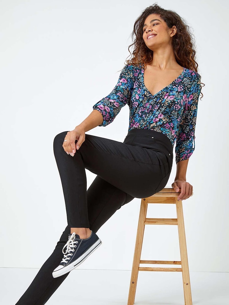 Roman Black Bengaline Stretch Trousers - Image 2 of 5